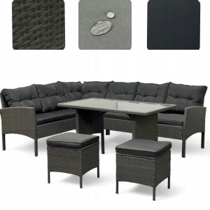 ZESTAW KOMPLET MEBLI OGRODOWYCH SFS079 NAROŻNIK TECHNORATTAN SZARY